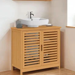 IDMarket Meuble sous lavabo salle de bain bambou BEA