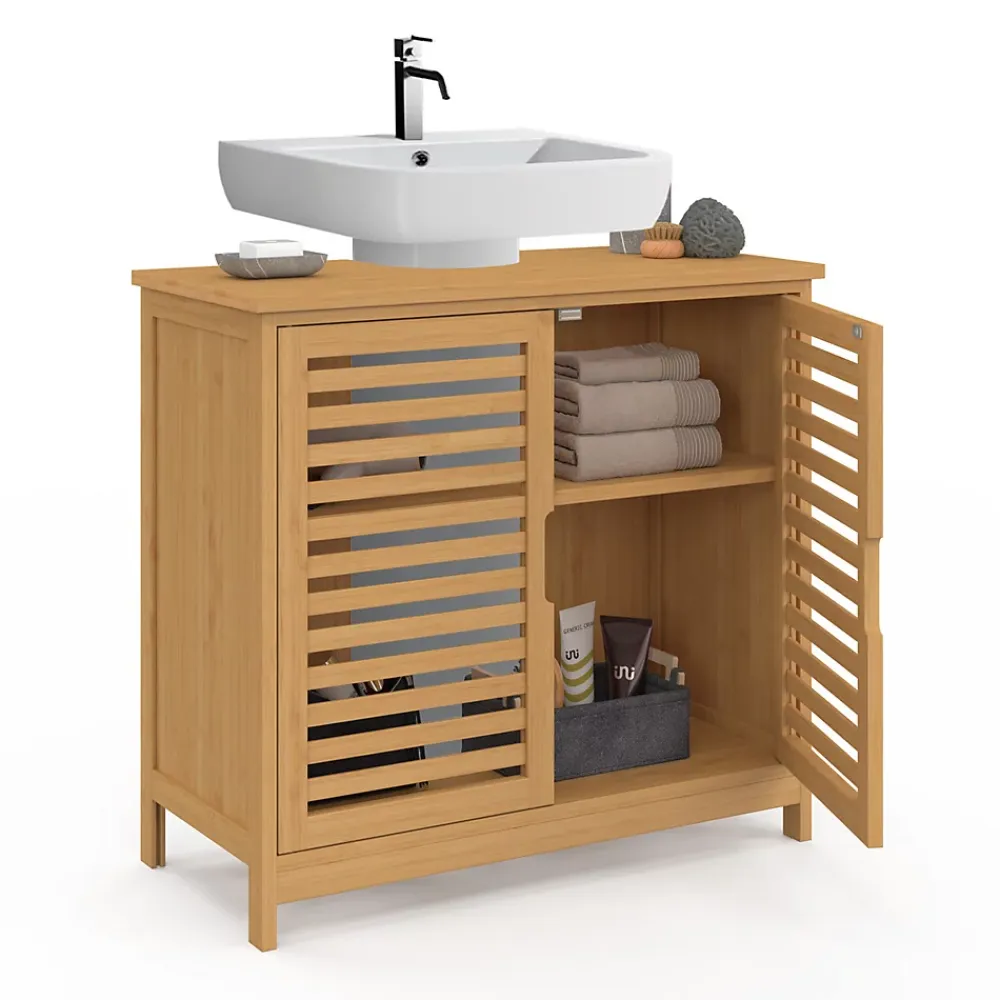 IDMarket Meuble sous lavabo salle de bain bambou BEA