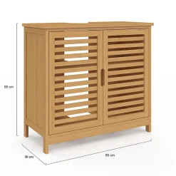 IDMarket Meuble sous lavabo salle de bain bambou BEA