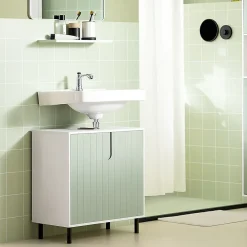 Sobuy Meuble sous Lavabo Salle de Bain, Meuble sous Vasque avec 2 Portes, , BZR139-GR