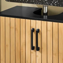 Sobuy Meuble sous Lavabo Salle de Bain 60 cm en Bambou et Métal pour Espace Réduit, BZR202-SCH