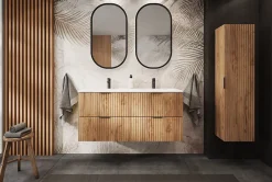Meuble Vasque|Furnidea Meuble sous vasque à 2 portes FLOW CHÊNE 120 cm avec 2 x l'étagères - extensions et plan