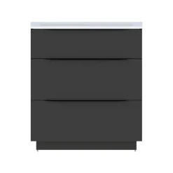 Meuble Buanderie|Meuble Sous-Vasque| Meuble sous vasque à poser noir mat l.80 x H.88 x P.50 cm, Pamili