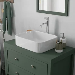 GoodHome Meuble sous vasque à poser l.80 cm vert + plan de toilette, Perma