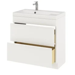GoodHome Meuble sous vasque à poser blanc mat l.80 x H.82 x P.45 cm, Imandra