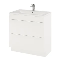 GoodHome Meuble sous vasque à poser blanc mat l.80 x H.82 x P.45 cm, Imandra