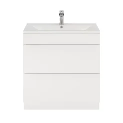 GoodHome Meuble sous vasque à poser blanc mat l.80 x H.82 x P.45 cm, Imandra