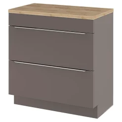 GoodHome Meuble sous vasque à poser gris taupe l.80 x H.82 x P.45 cm, Imandra