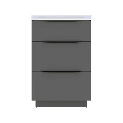 Meuble sous vasque à poser gris anthracite brillant l.60 x H.88 x P.50 cm, Pamili