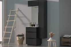 Meuble sous vasque à poser gris anthracite brillant l.60 x H.88 x P.50 cm, Pamili