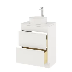 GoodHome Meuble sous vasque à poser blanc mat l.60 x H.82 x P.45 cm, Imandra