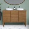 Meuble De Salle De Bains Faible Profondeur|GoodHome Meuble sous vasque à poser placage chêne H.82 x P.45 x l.120 cm Kabayan