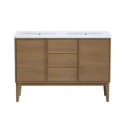 Meuble De Salle De Bains Faible Profondeur|GoodHome Meuble sous vasque à poser placage chêne H.82 x P.45 x l.120 cm Kabayan