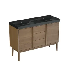 Meuble De Salle De Bains Faible Profondeur|GoodHome Meuble sous vasque à poser placage chêne H.82 x P.45 x l.120 cm Kabayan