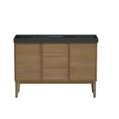 Meuble De Salle De Bains Faible Profondeur|GoodHome Meuble sous vasque à poser placage chêne H.82 x P.45 x l.120 cm Kabayan