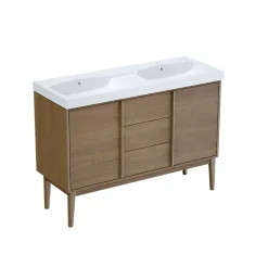 Meuble De Salle De Bains Faible Profondeur|GoodHome Meuble sous vasque à poser placage chêne H.82 x P.45 x l.120 cm Kabayan