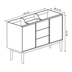 Meuble De Salle De Bains Faible Profondeur|GoodHome Meuble sous vasque à poser placage chêne H.82 x P.45 x l.120 cm Kabayan