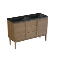 Meuble De Salle De Bains Faible Profondeur|GoodHome Meuble sous vasque à poser placage chêne H.82 x P.45 x l.120 cm Kabayan