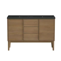 Meuble De Salle De Bains Faible Profondeur|GoodHome Meuble sous vasque à poser placage chêne H.82 x P.45 x l.120 cm Kabayan