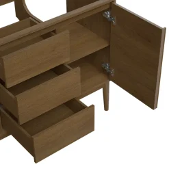 Meuble De Salle De Bains Faible Profondeur|GoodHome Meuble sous vasque à poser placage chêne H.82 x P.45 x l.120 cm Kabayan