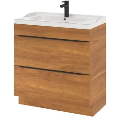 GoodHome Meuble sous vasque à poser effet noyer l.80 x H.82 x P.45 cm, Imandra
