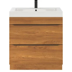 GoodHome Meuble sous vasque à poser effet noyer l.80 x H.82 x P.45 cm, Imandra
