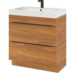 GoodHome Meuble sous vasque à poser effet noyer l.80 x H.82 x P.45 cm, Imandra