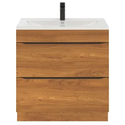 GoodHome Meuble sous vasque à poser effet noyer l.80 x H.82 x P.45 cm, Imandra