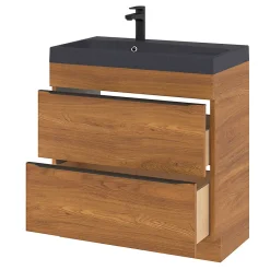 GoodHome Meuble sous vasque à poser effet noyer l.80 x H.82 x P.45 cm, Imandra