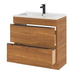 GoodHome Meuble sous vasque à poser effet noyer l.80 x H.82 x P.45 cm, Imandra