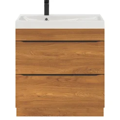 GoodHome Meuble sous vasque à poser effet noyer l.80 x H.82 x P.45 cm, Imandra