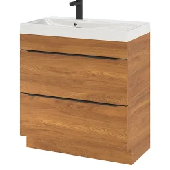 GoodHome Meuble sous vasque à poser effet noyer l.80 x H.82 x P.45 cm, Imandra