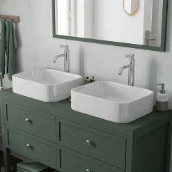 Meuble Buanderie|GoodHome Meuble sous vasque à poser l.120 cm vert + plan de toilette, Perma