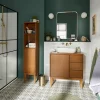 GoodHome Meuble sous vasque à poser placage chêne H.82 x P.45 x l.80 cm Kabayan
