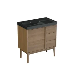GoodHome Meuble sous vasque à poser placage chêne H.82 x P.45 x l.80 cm Kabayan