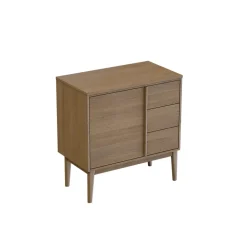 GoodHome Meuble sous vasque à poser placage chêne H.82 x P.45 x l.80 cm Kabayan