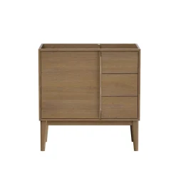 GoodHome Meuble sous vasque à poser placage chêne H.82 x P.45 x l.80 cm Kabayan