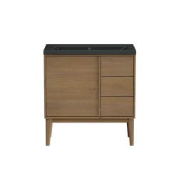GoodHome Meuble sous vasque à poser placage chêne H.82 x P.45 x l.80 cm Kabayan