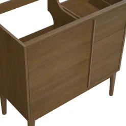 GoodHome Meuble sous vasque à poser placage chêne H.82 x P.45 x l.80 cm Kabayan