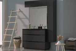 Meuble sous vasque à poser gris anthracite brillant l.120 x H.88 x P.50 cm, Pamili