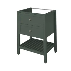 GoodHome Meuble sous vasque à poser 2 tiroirs 1 niche vert mat l.60 x H.80,6 x P.45 cm, Perma