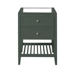 GoodHome Meuble sous vasque à poser 2 tiroirs 1 niche vert mat l.60 x H.80,6 x P.45 cm, Perma