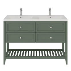 GoodHome Meuble sous vasque à poser l.120 cm vert + plan double vasque Nira, Perma