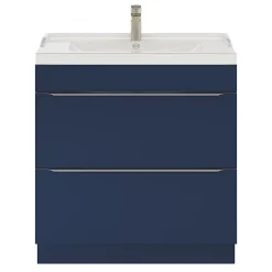 GoodHome Meuble sous vasque à poser bleu nuit mat l.80 x H.82 x P.45 cm, Imandra