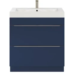 GoodHome Meuble sous vasque à poser bleu nuit mat l.80 x H.82 x P.45 cm, Imandra