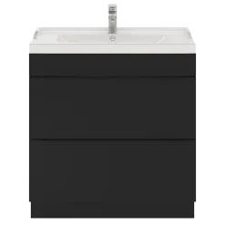 Meuble Buanderie|Meuble De Salle De Bains Faible Profondeur|GoodHome Meuble sous vasque à poser noir mat l.80 x H.82 x P.45 cm, Imandra