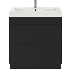 Meuble Buanderie|Meuble De Salle De Bains Faible Profondeur|GoodHome Meuble sous vasque à poser noir mat l.80 x H.82 x P.45 cm, Imandra