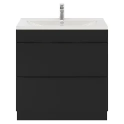 Meuble Buanderie|Meuble De Salle De Bains Faible Profondeur|GoodHome Meuble sous vasque à poser noir mat l.80 x H.82 x P.45 cm, Imandra