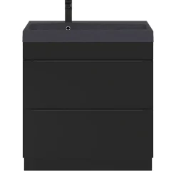 Meuble Buanderie|Meuble De Salle De Bains Faible Profondeur|GoodHome Meuble sous vasque à poser noir mat l.80 x H.82 x P.45 cm, Imandra