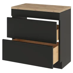 Meuble Buanderie|Meuble De Salle De Bains Faible Profondeur|GoodHome Meuble sous vasque à poser noir mat l.80 x H.82 x P.45 cm, Imandra